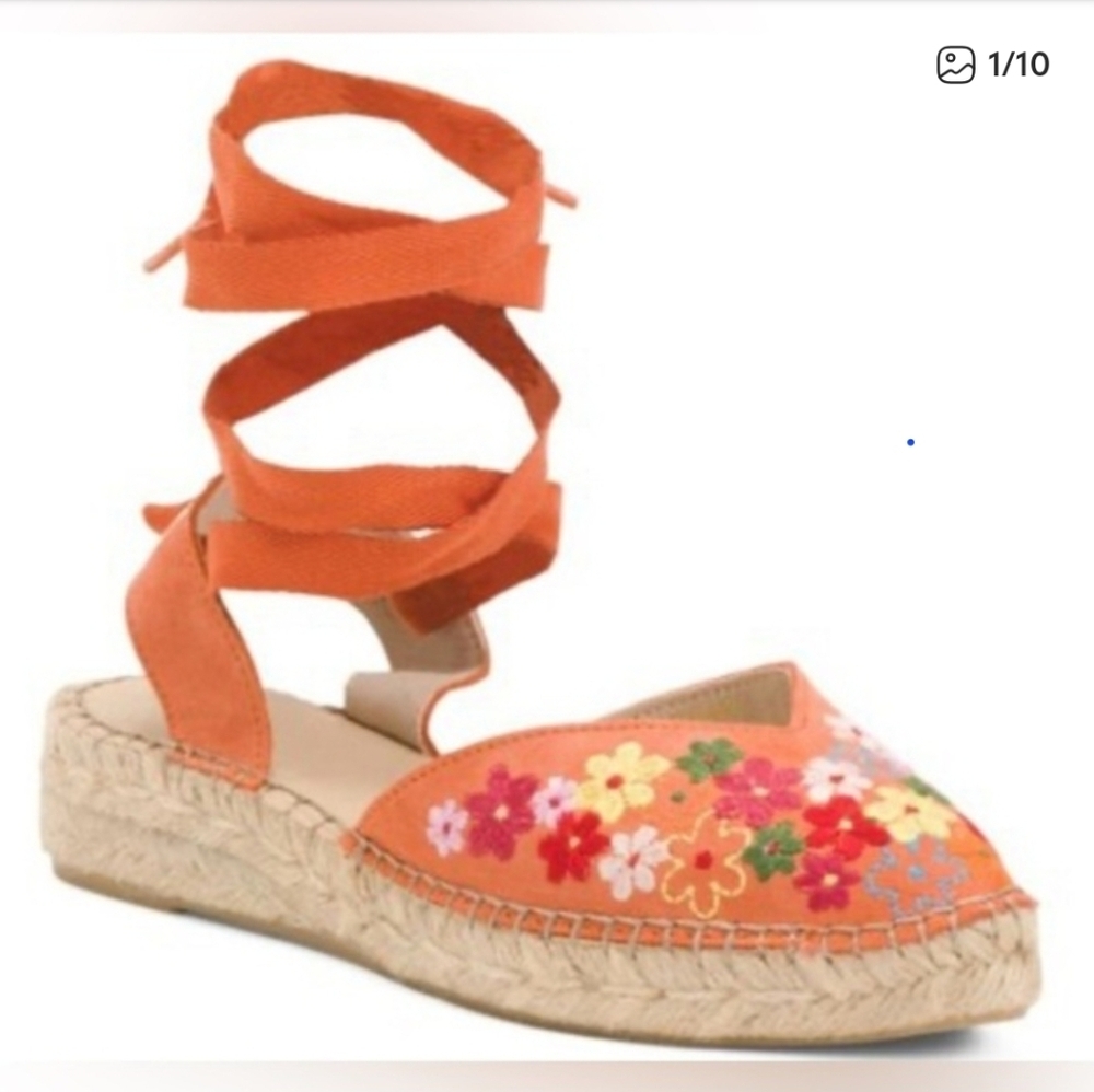Fabiolas NEW Orange Floral Espadrille, NEW, sz 39 - Picture 10 of 10